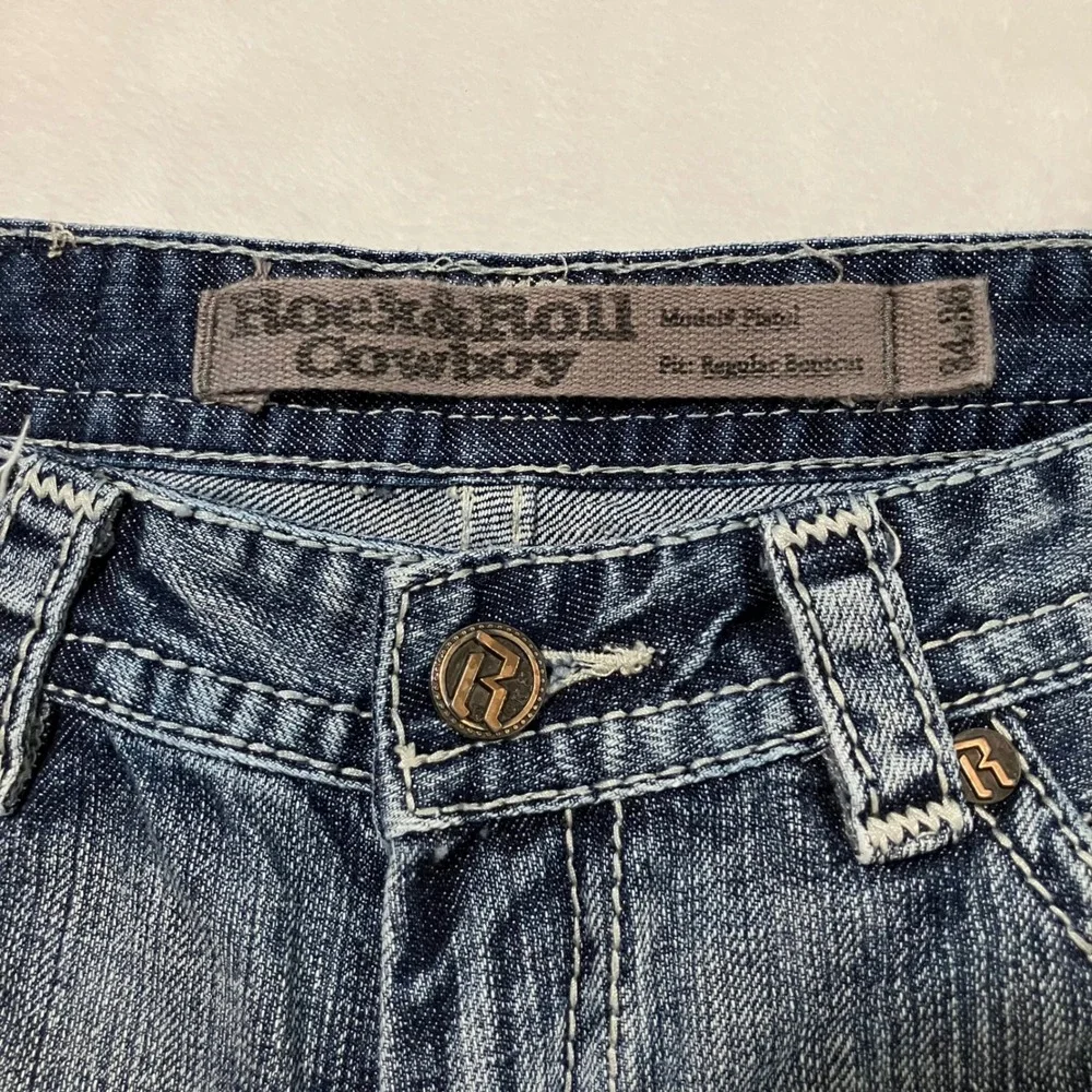 Rock & Roll Cowboy Pistol Regular Bootcut Jeans Men's Size 34x36 Medium Wash